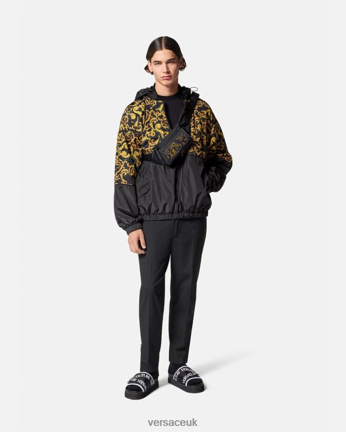 Men Versace Sketch Couture Hooded Jacket 6D2D062380 Black & Gold Clothing