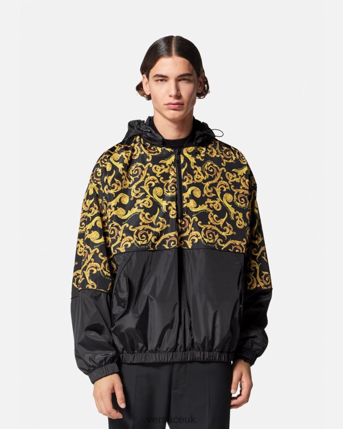 Men Versace Sketch Couture Hooded Jacket 6D2D062380 Black & Gold Clothing