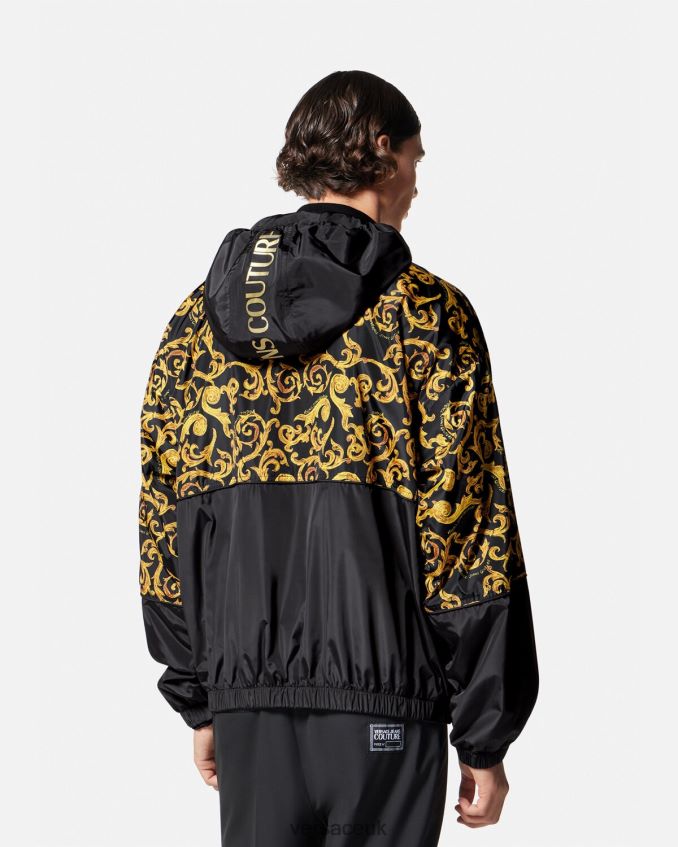 Men Versace Sketch Couture Hooded Jacket 6D2D062380 Black & Gold Clothing