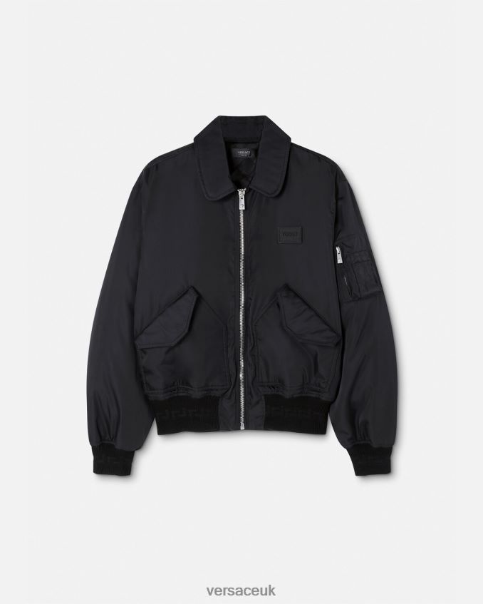 Men Versace Spring Festival Rabbit Bomber Jacket 6D2D061244 Black Clothing