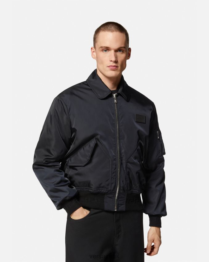 Men Versace Spring Festival Rabbit Bomber Jacket 6D2D061244 Black Clothing