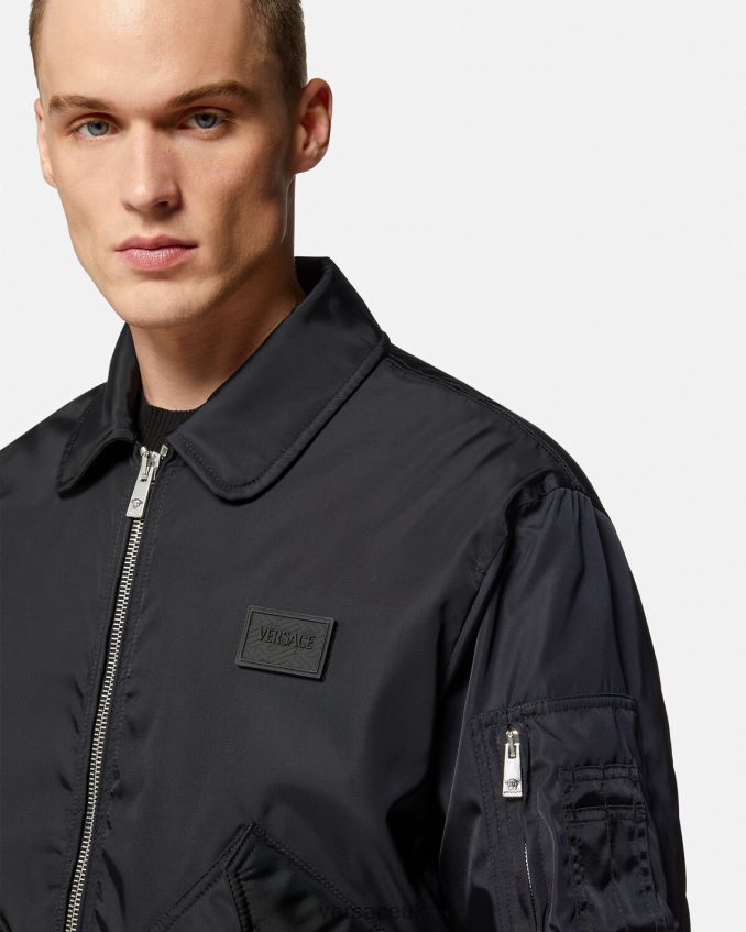 Men Versace Spring Festival Rabbit Bomber Jacket 6D2D061244 Black Clothing