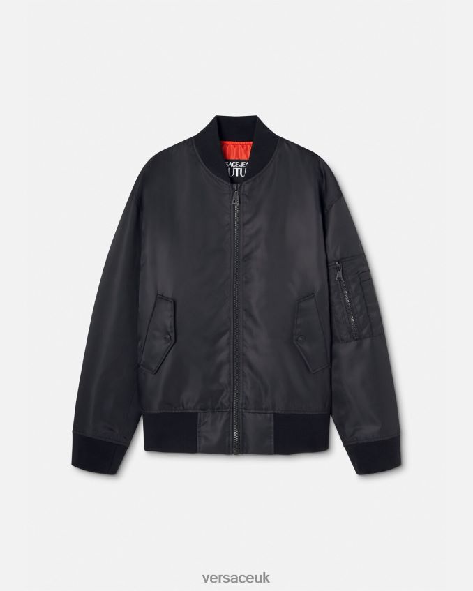 Men Versace V-Emblem Bomber Jacket 6D2D062418 Black Clothing