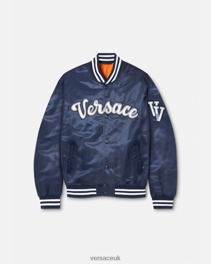 Men Versace Varsity Nylon Bomber Jacket 6D2D061230 Blue Clothing