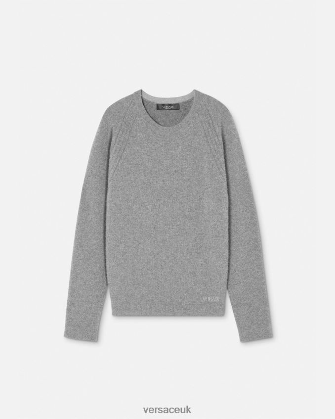 Men Versace Greca Cashmere Sweater 6D2D061333 Gray Clothing