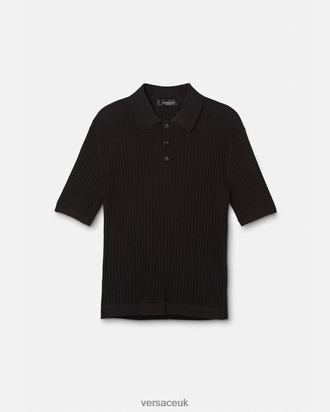 Men Versace Greca Polo Shirt 6D2D061337 Black Clothing