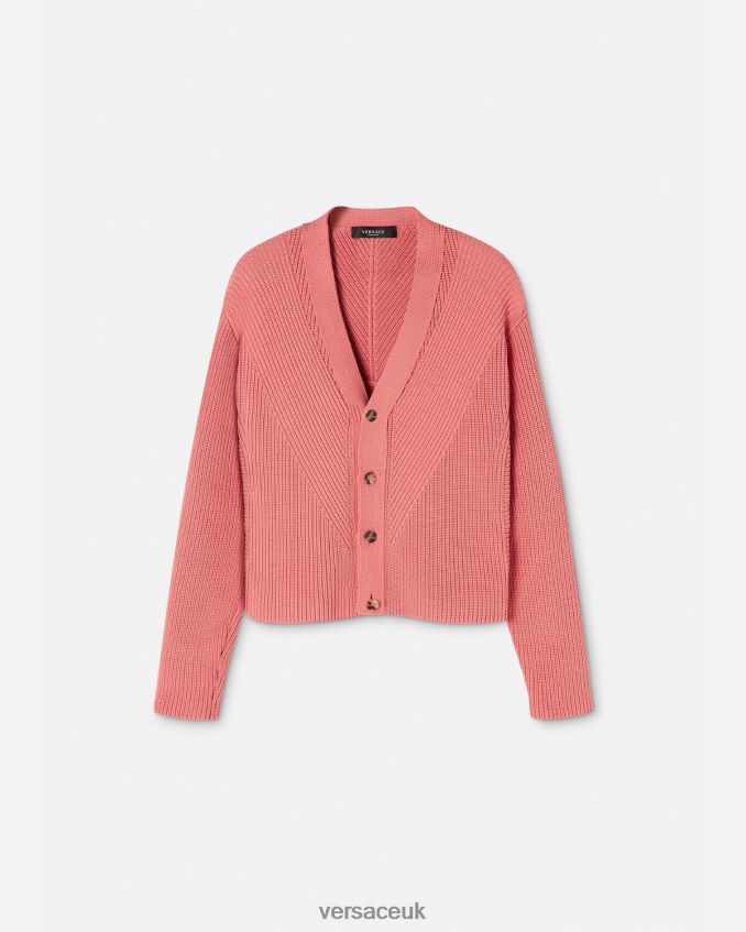Men Versace Intarsia Knit Cardigan 6D2D061334 Pink Clothing