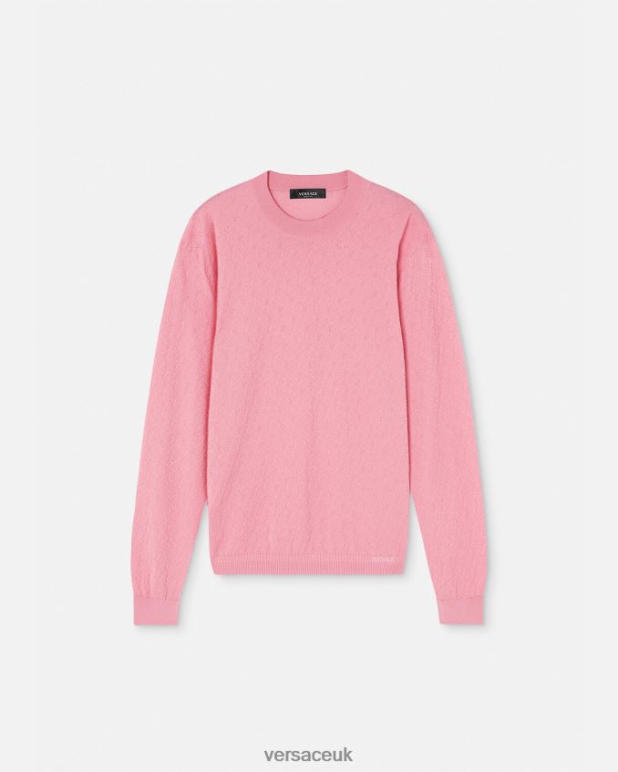 Men Versace La Greca Silk Blend Sweater 6D2D061327 Pink Clothing