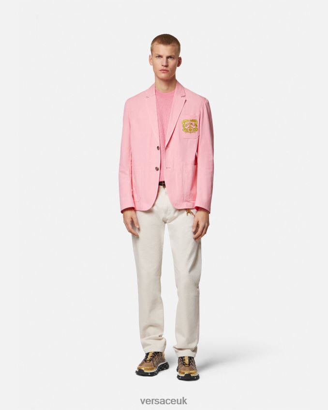 Men Versace La Greca Silk Blend Sweater 6D2D061327 Pink Clothing