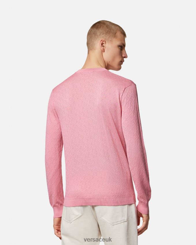 Men Versace La Greca Silk Blend Sweater 6D2D061327 Pink Clothing
