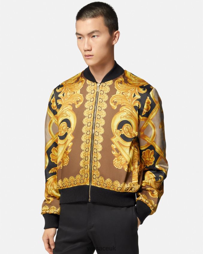 Men Versace Reversible Barocco 660 Bomber Jacket 6D2D061351 Black Clothing