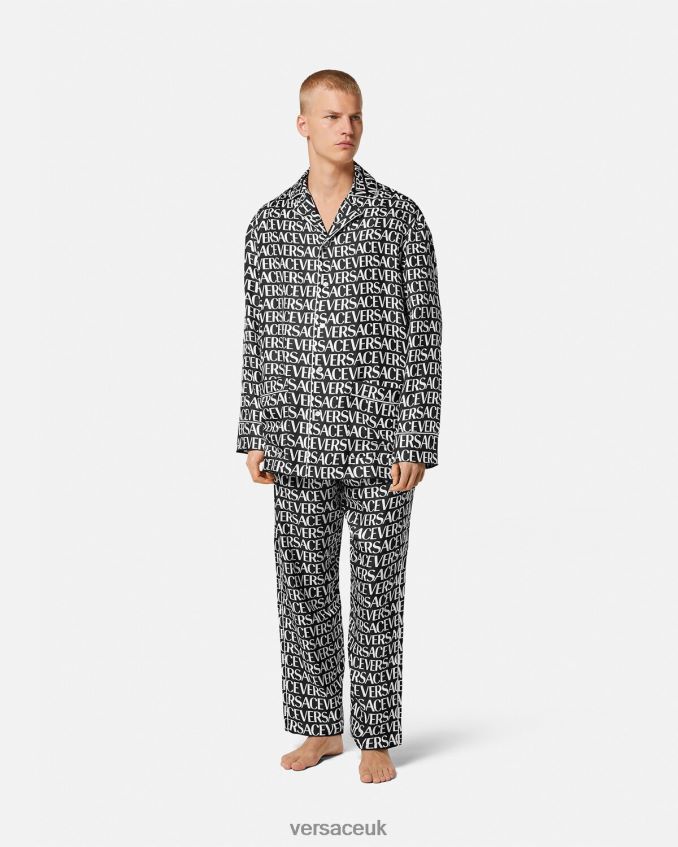 Men Versace Allover Pajama Bottoms 6D2D061738 Black & Print Underwear & Beachwear