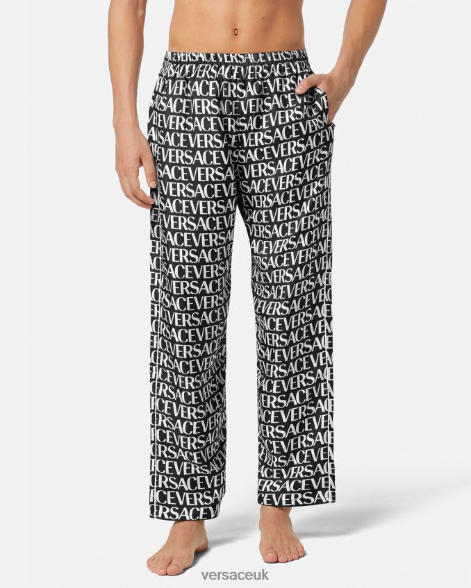 Men Versace Allover Pajama Bottoms 6D2D061738 Black & Print Underwear & Beachwear