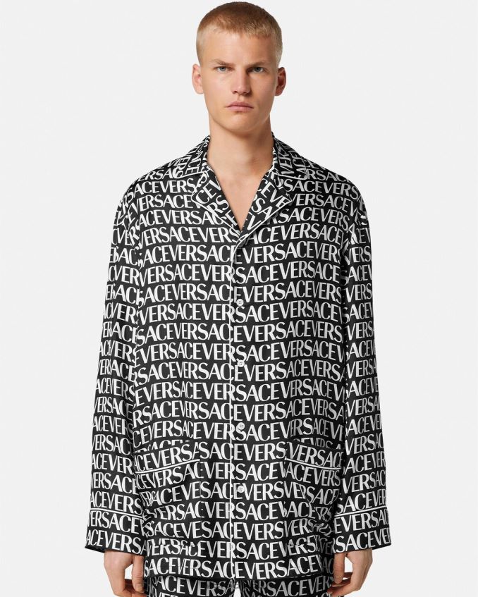 Men Versace Allover Pajama Top 6D2D061737 Black & Print Underwear & Beachwear