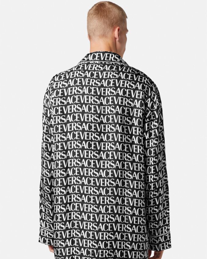 Men Versace Allover Pajama Top 6D2D061737 Black & Print Underwear & Beachwear