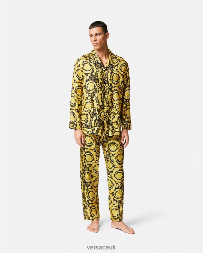 Men Versace Barocco Print Silk Pyjama Bottoms 6D2D061736 Print Underwear & Beachwear