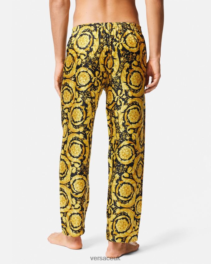 Men Versace Barocco Print Silk Pyjama Bottoms 6D2D061736 Print Underwear & Beachwear