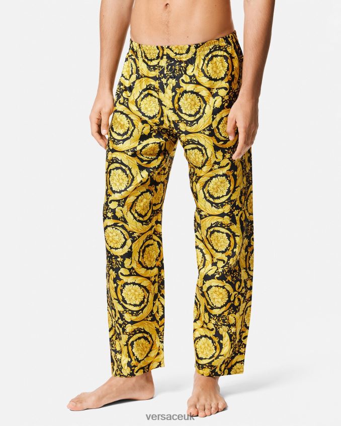 Men Versace Barocco Print Silk Pyjama Bottoms 6D2D061736 Print Underwear & Beachwear