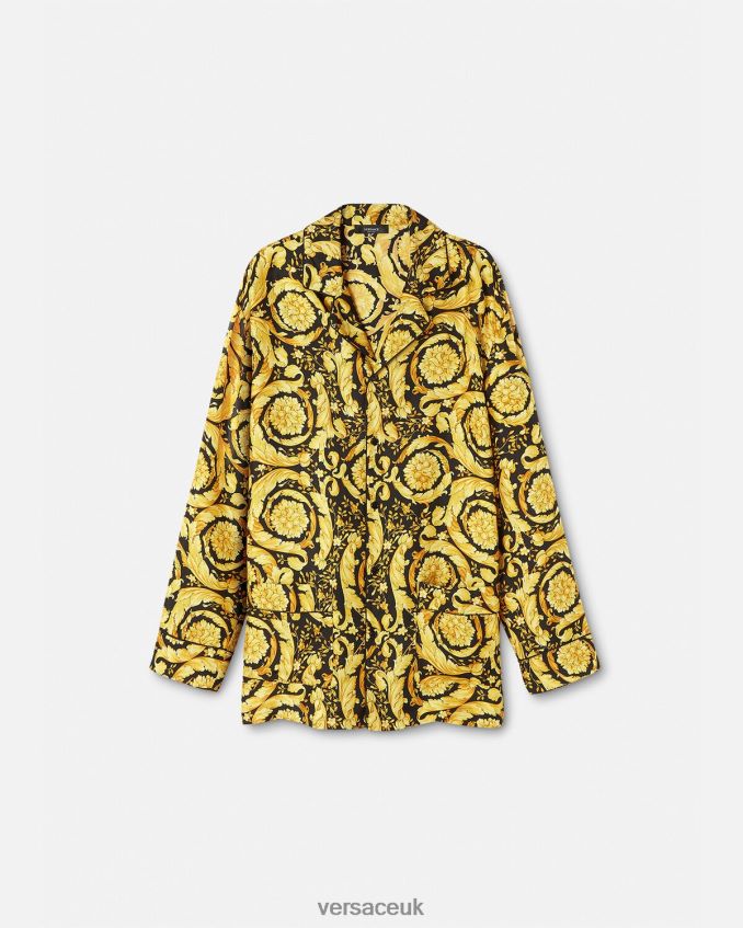 Men Versace Barocco Print Silk Pyjama Shirt 6D2D061735 Print Underwear & Beachwear