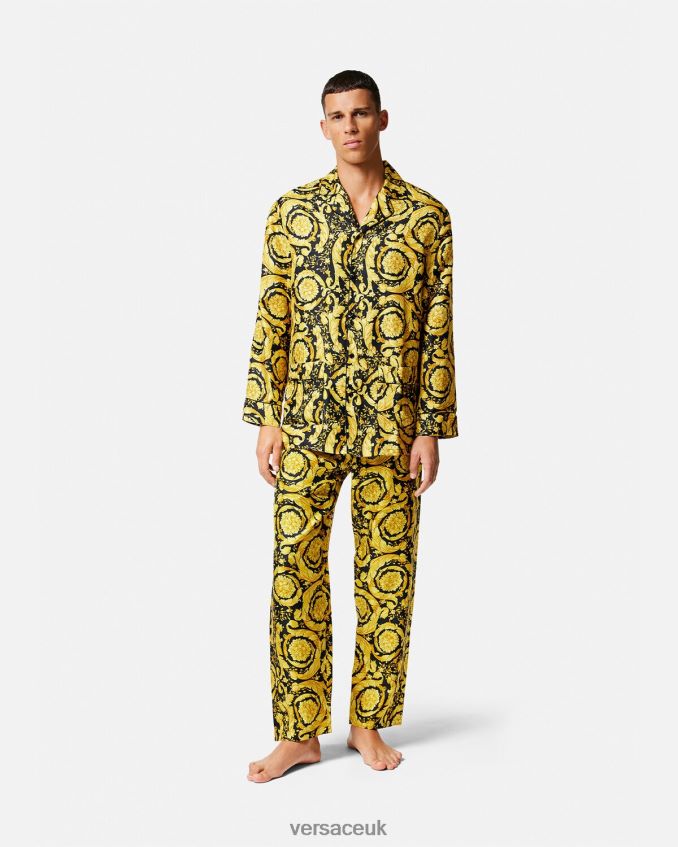 Men Versace Barocco Print Silk Pyjama Shirt 6D2D061735 Print Underwear & Beachwear