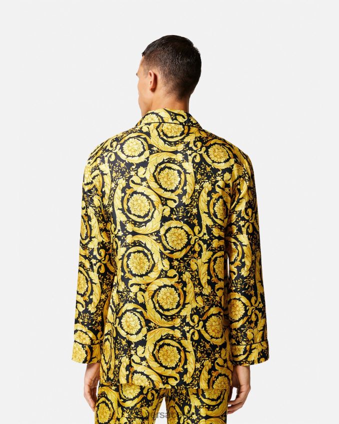 Men Versace Barocco Print Silk Pyjama Shirt 6D2D061735 Print Underwear & Beachwear