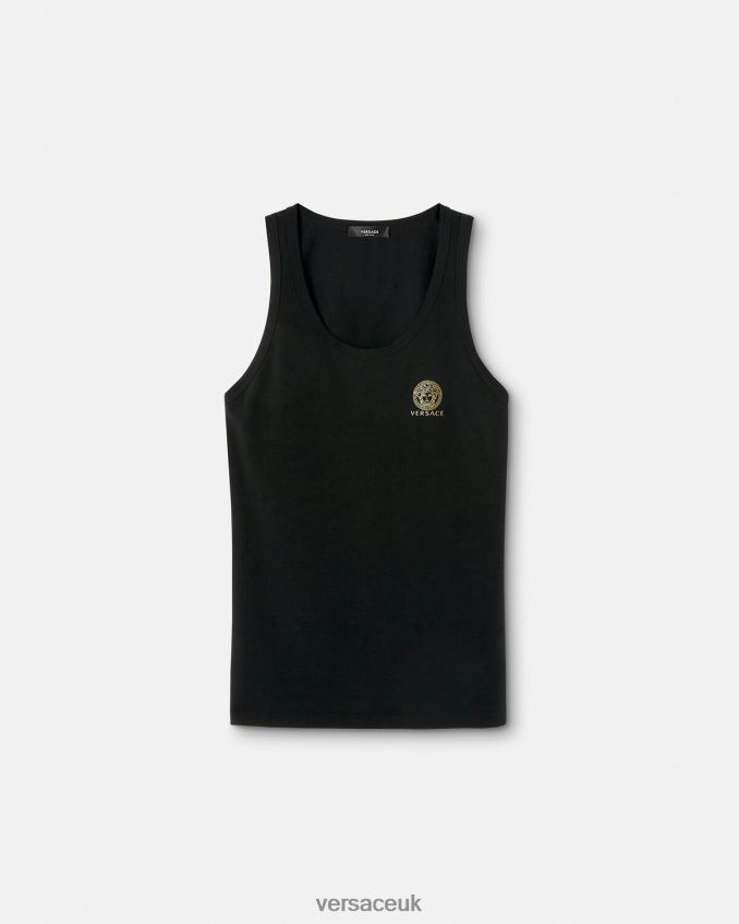 Men Versace Medusa Sleeveless Undershirt 6D2D061734 Black Underwear & Beachwear