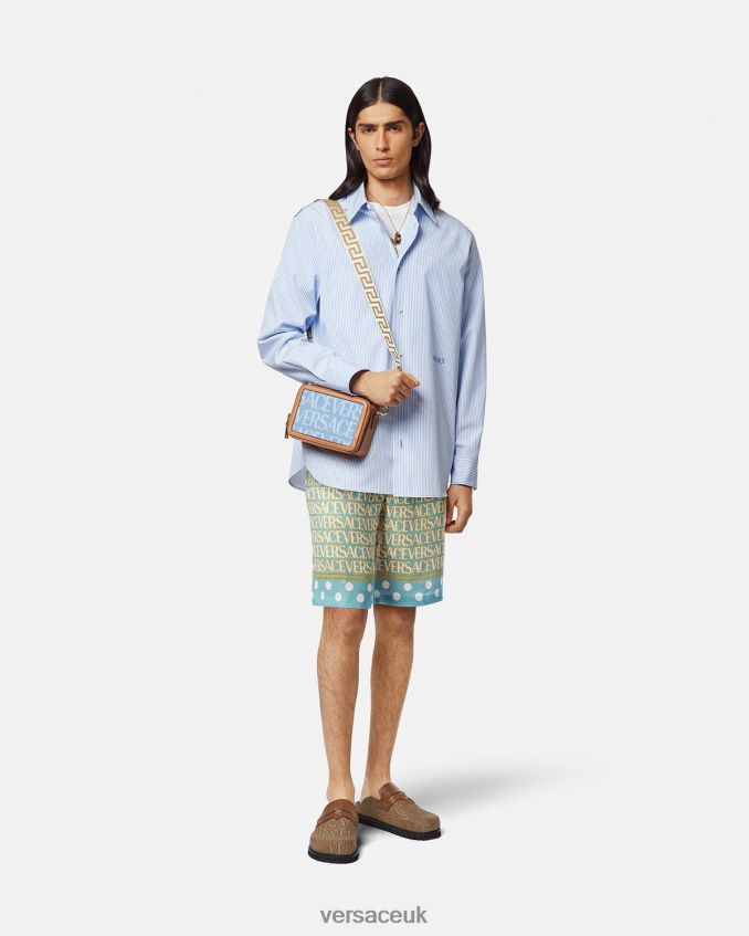 Men Versace Allover Linen Shorts 6D2D061439 Print Clothing