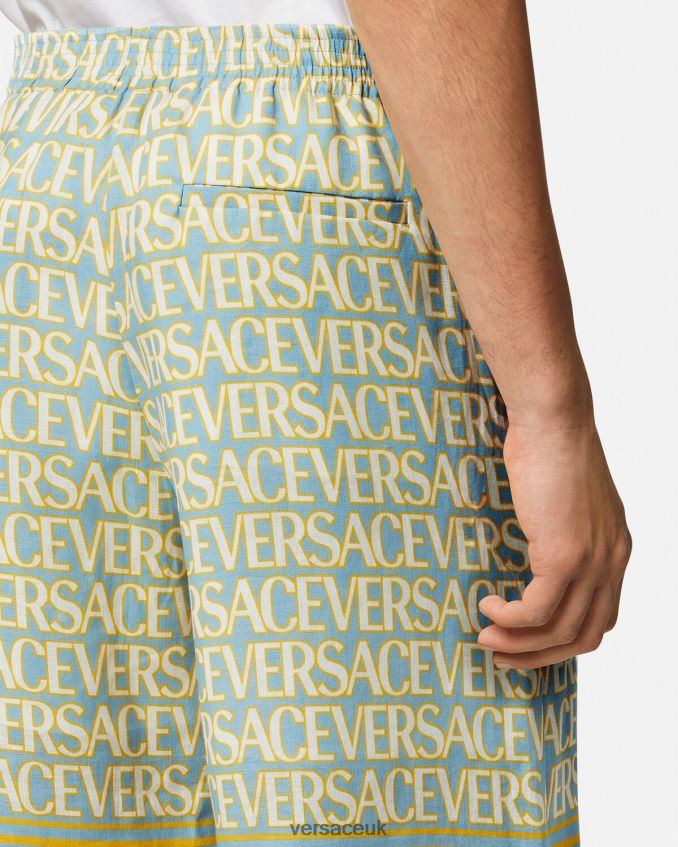 Men Versace Allover Linen Shorts 6D2D061439 Print Clothing