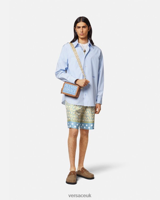 Men Versace Allover Silk Shorts 6D2D061438 Print Clothing