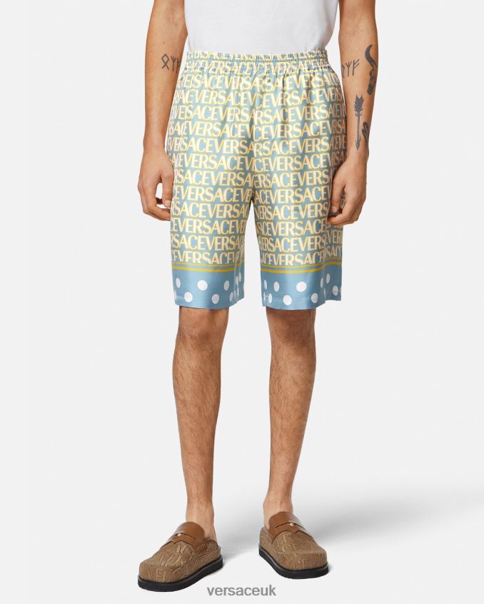 Men Versace Allover Silk Shorts 6D2D061438 Print Clothing