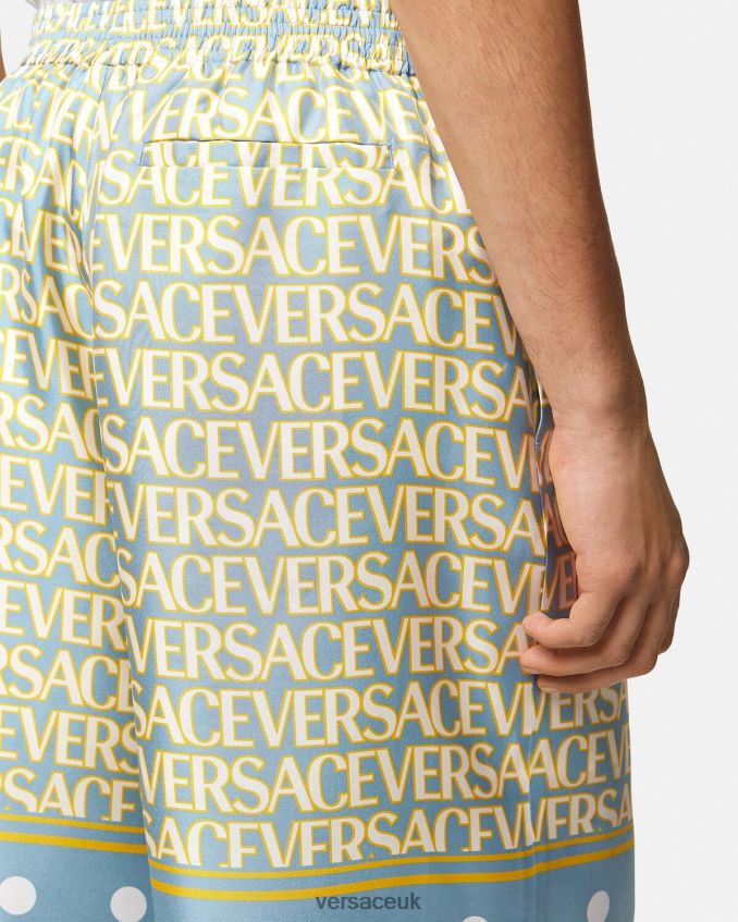 Men Versace Allover Silk Shorts 6D2D061438 Print Clothing