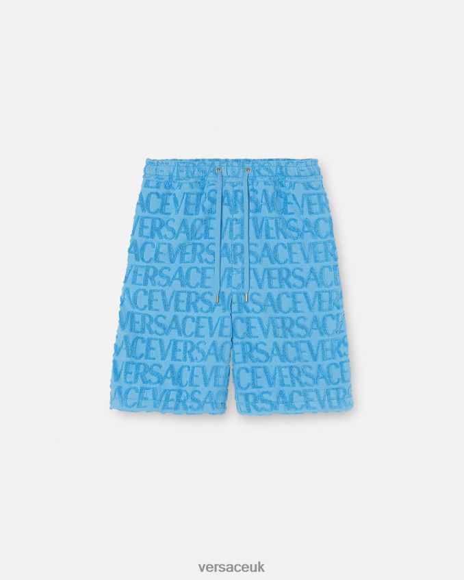 Men Versace Allover Towel Shorts 6D2D061429 Light Blue Clothing
