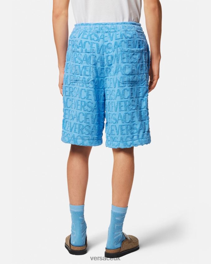 Men Versace Allover Towel Shorts 6D2D061429 Light Blue Clothing