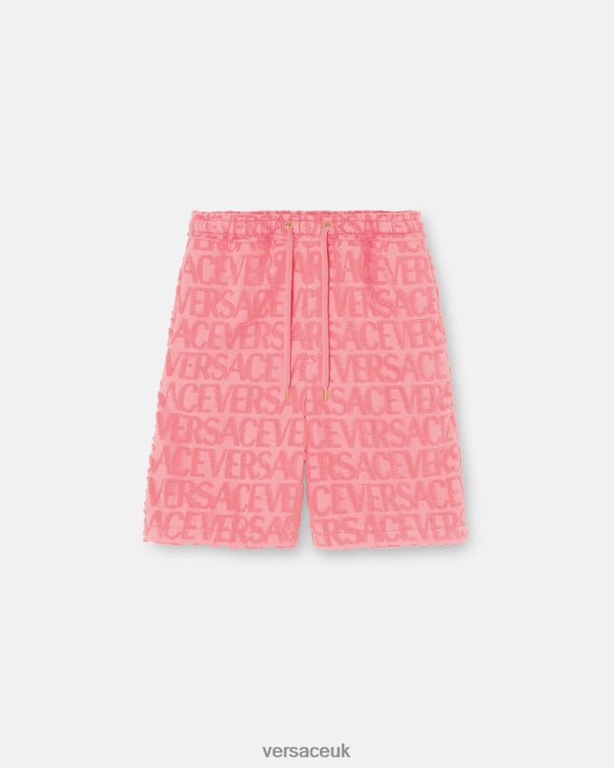 Men Versace Allover Towel Shorts 6D2D061430 Pink Clothing