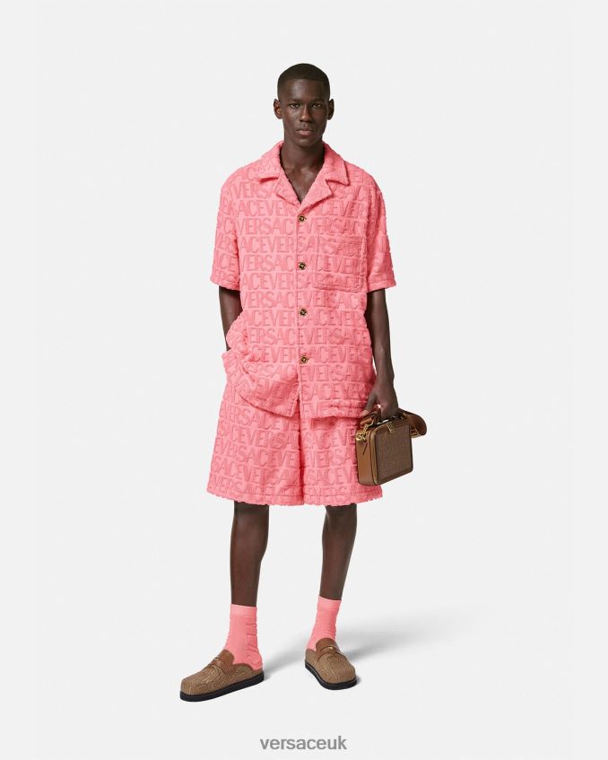 Men Versace Allover Towel Shorts 6D2D061430 Pink Clothing