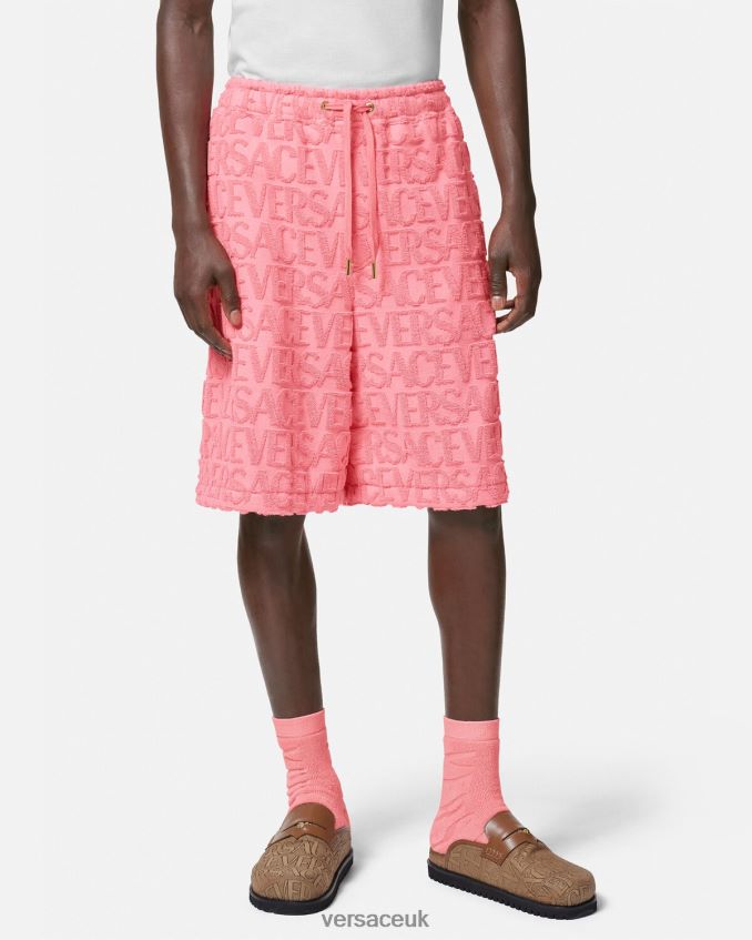 Men Versace Allover Towel Shorts 6D2D061430 Pink Clothing