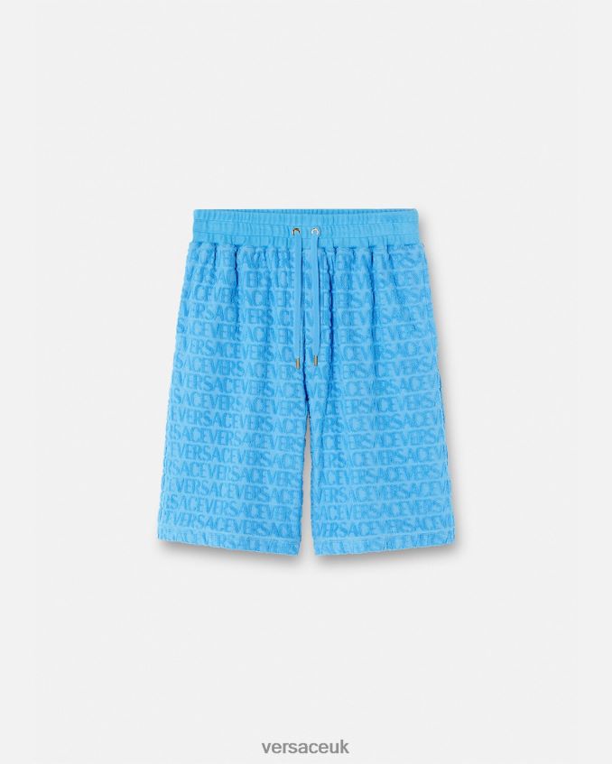Men Versace Allover Towel Shorts 6D2D061431 Light Blue Clothing