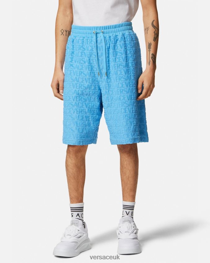 Men Versace Allover Towel Shorts 6D2D061431 Light Blue Clothing