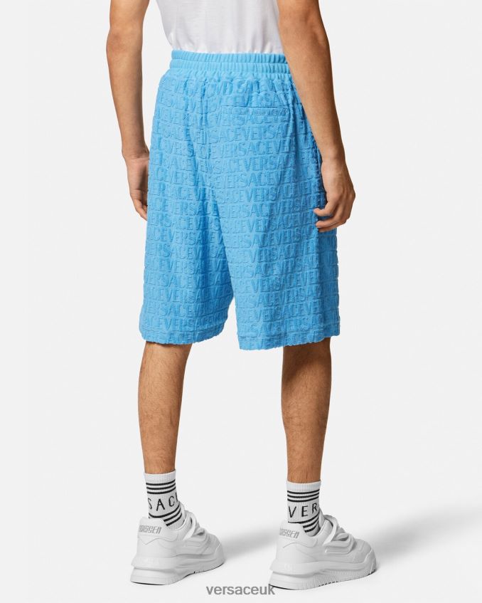 Men Versace Allover Towel Shorts 6D2D061431 Light Blue Clothing