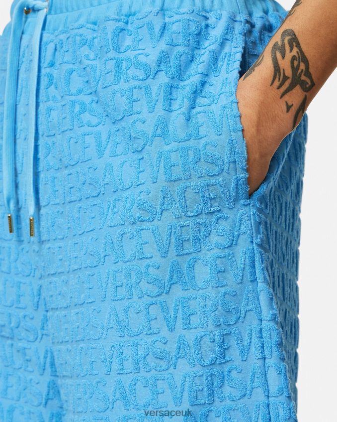 Men Versace Allover Towel Shorts 6D2D061431 Light Blue Clothing