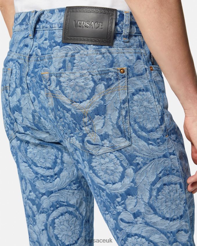 Men Versace Barocco Silhouette Jeans 6D2D061448 Blue & Print Clothing