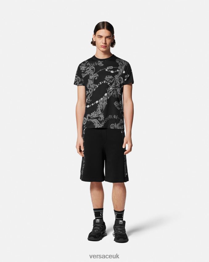 Men Versace Chain Couture Sweat Shorts 6D2D062441 Black Clothing