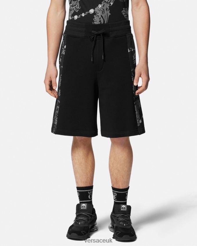 Men Versace Chain Couture Sweat Shorts 6D2D062441 Black Clothing