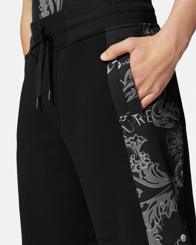 Men Versace Chain Couture Sweat Shorts 6D2D062441 Black Clothing
