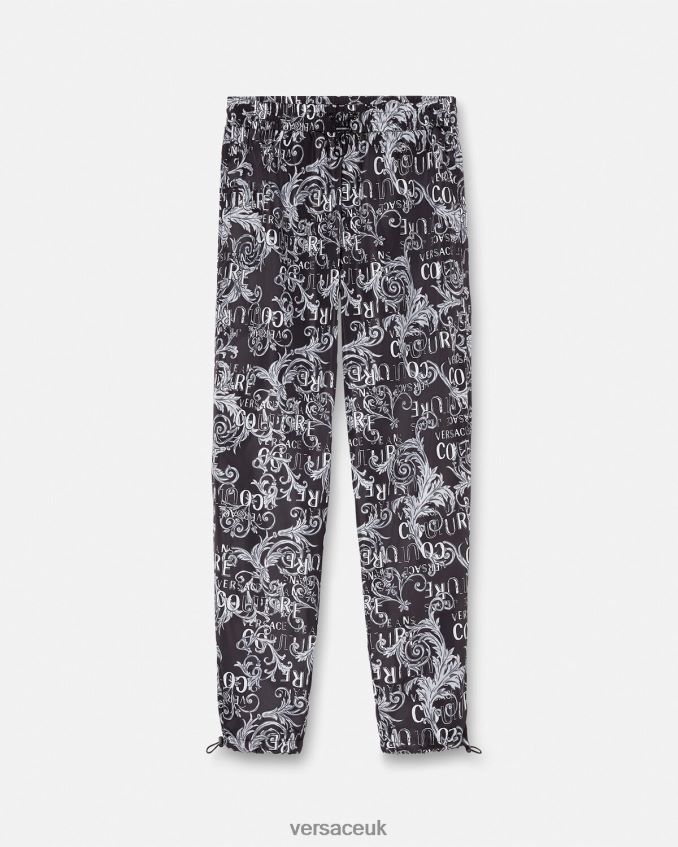Men Versace Logo Couture Drawstring Pants 6D2D062431 Black & Print Clothing