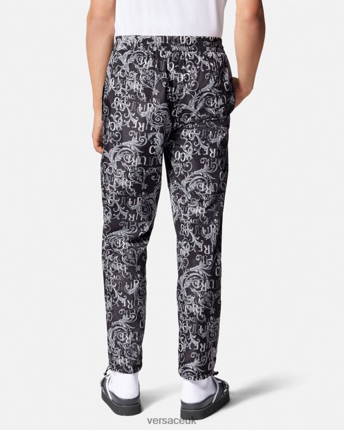 Men Versace Logo Couture Drawstring Pants 6D2D062431 Black & Print Clothing