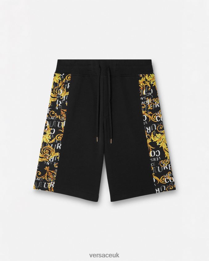 Men Versace Logo Couture Sweat Shorts 6D2D062422 Black & Gold Clothing