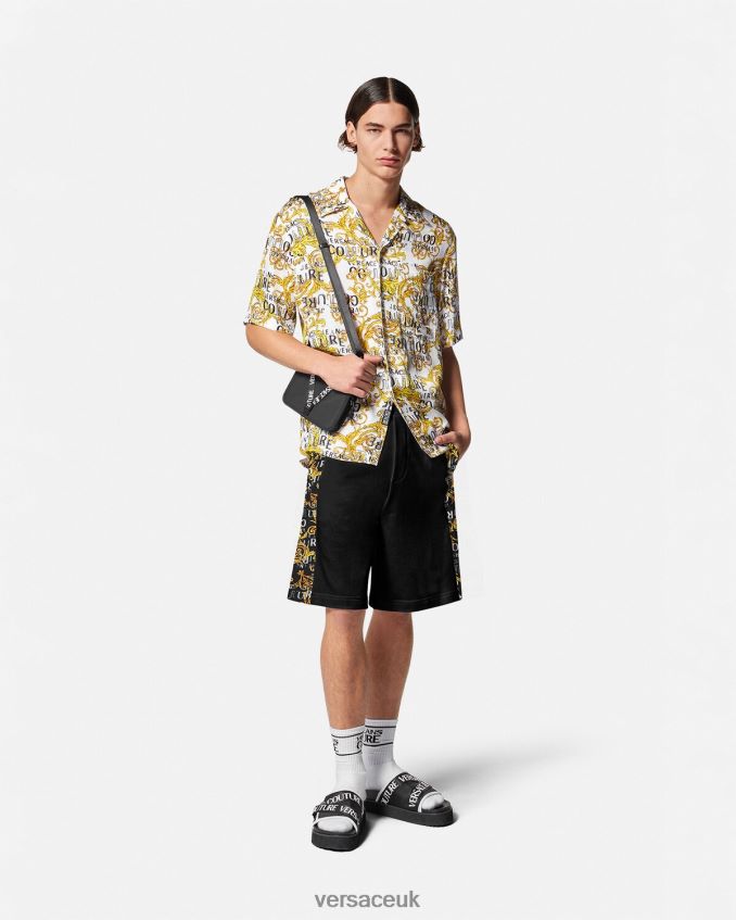 Men Versace Logo Couture Sweat Shorts 6D2D062422 Black & Gold Clothing