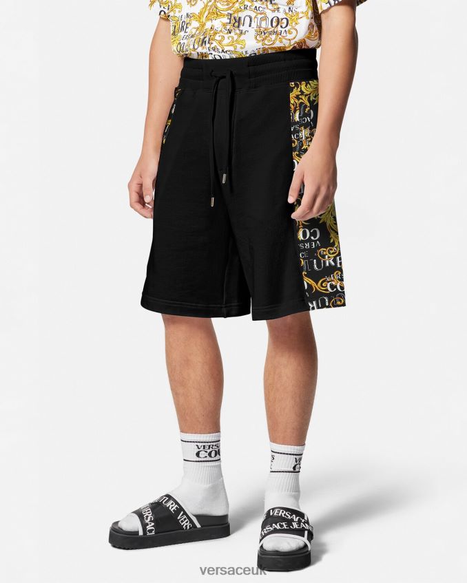 Men Versace Logo Couture Sweat Shorts 6D2D062422 Black & Gold Clothing