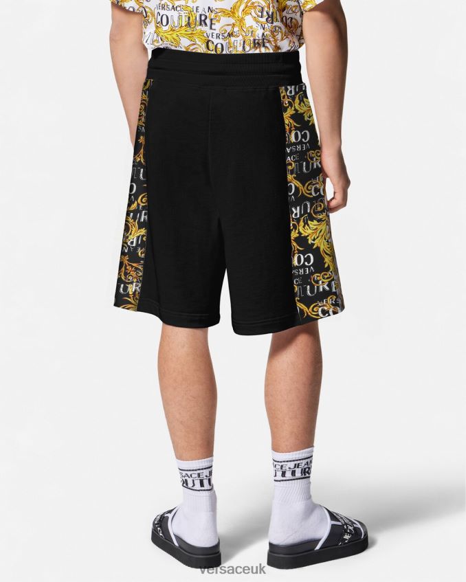 Men Versace Logo Couture Sweat Shorts 6D2D062422 Black & Gold Clothing